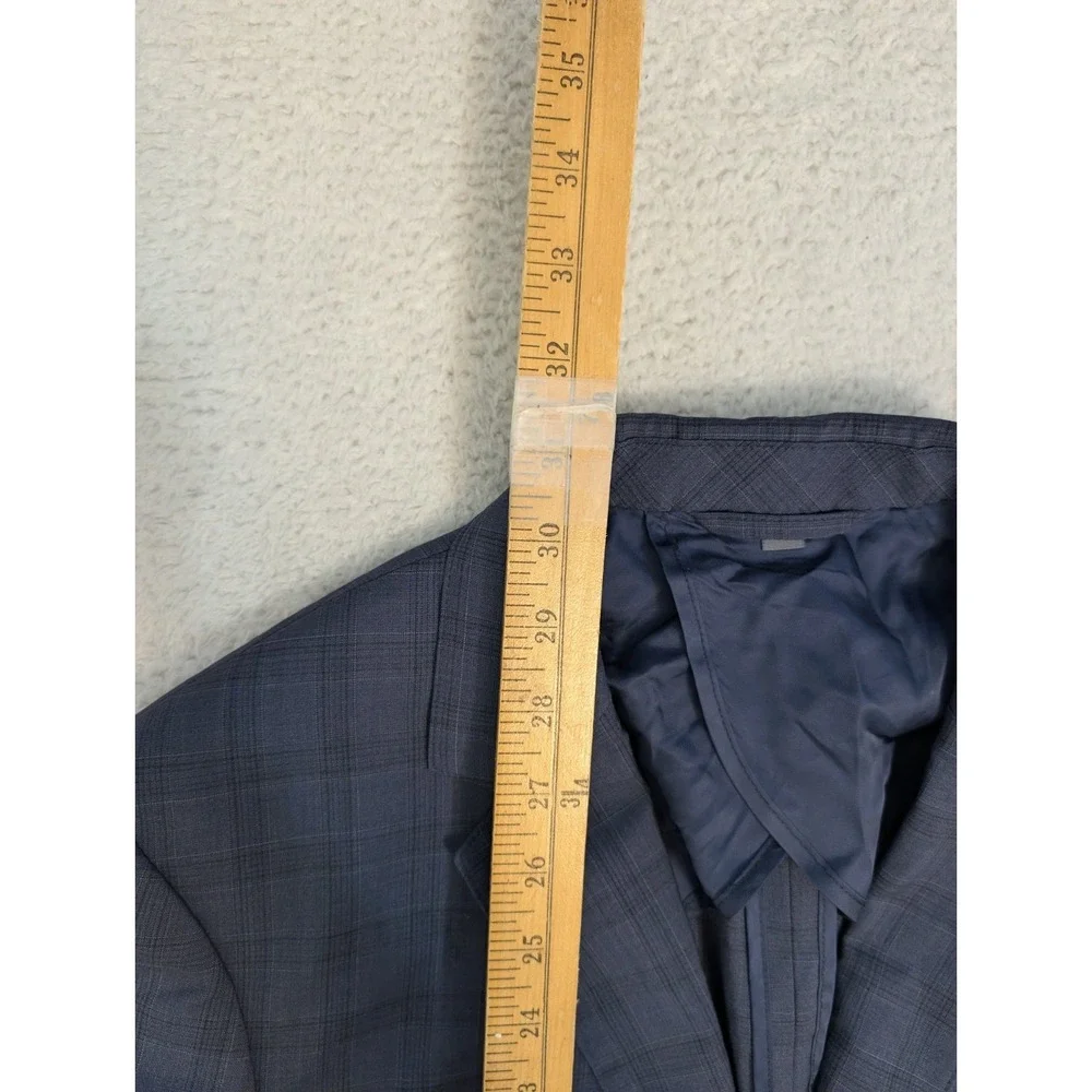 BONOBOS - MARLANE WOOL Stretch Blue Plaid 40 R Blazer Fairway Jacket - EXCELLENT